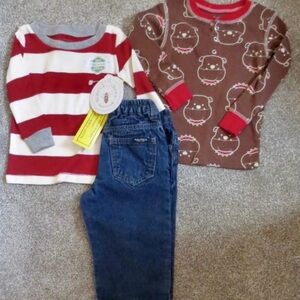 Lot Boys Clothes 12 mo Nautica Jeans, 18 mo New Burts Bees & Carter's Shirts